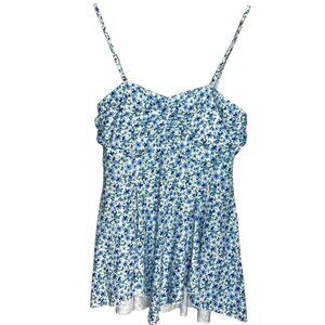 Grace Karin Women's M Tank Top Floral Irregular Hem Ruched‎ Bodice Floral A-Line